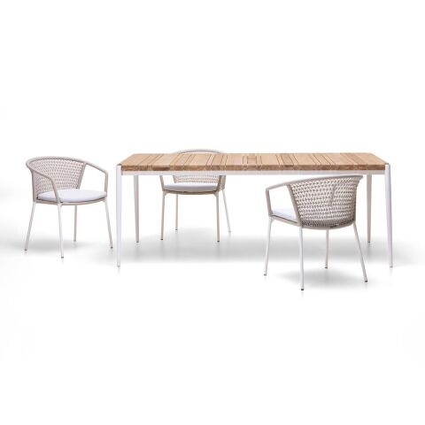 WO Emma 100X200 Bahçe Masa-Teak/Ral Beyaz