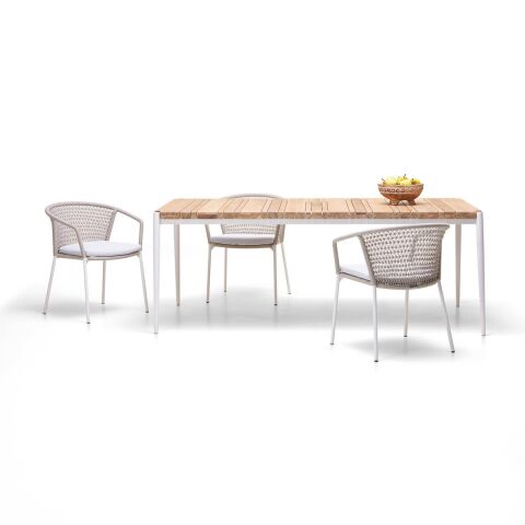 WO Emma 100X200 Bahçe Masa-Teak/Ral Beyaz