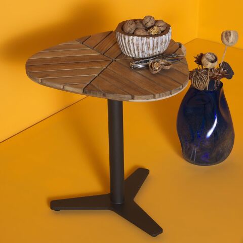 WO Leaf Sehpa Ø 40 Metalik Kahve Alm/Teak