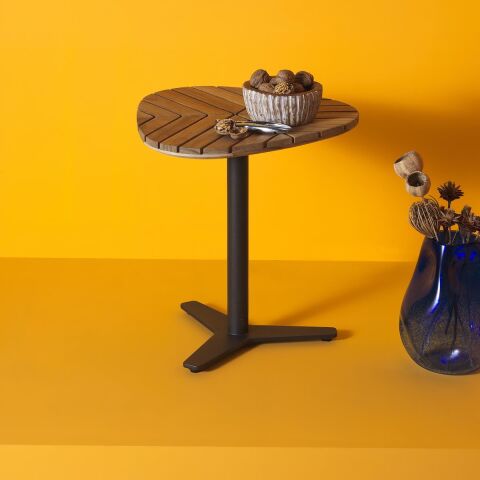 WO Leaf Sehpa Ø 40 Metalik Kahve Alm/Teak