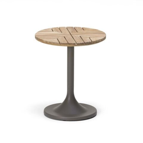 WO Pablo Sehpa Ø 40 Taupe Alüminyum/Teak