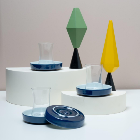 İstanbul Tiryaki Çay Bardağı Seti 6'lı Kobalt