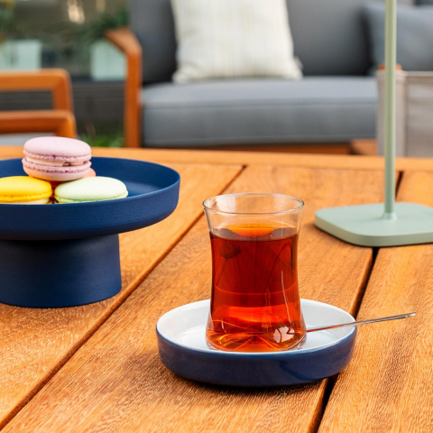 İstanbul Tiryaki Çay Bardağı Seti 6'lı Kobalt