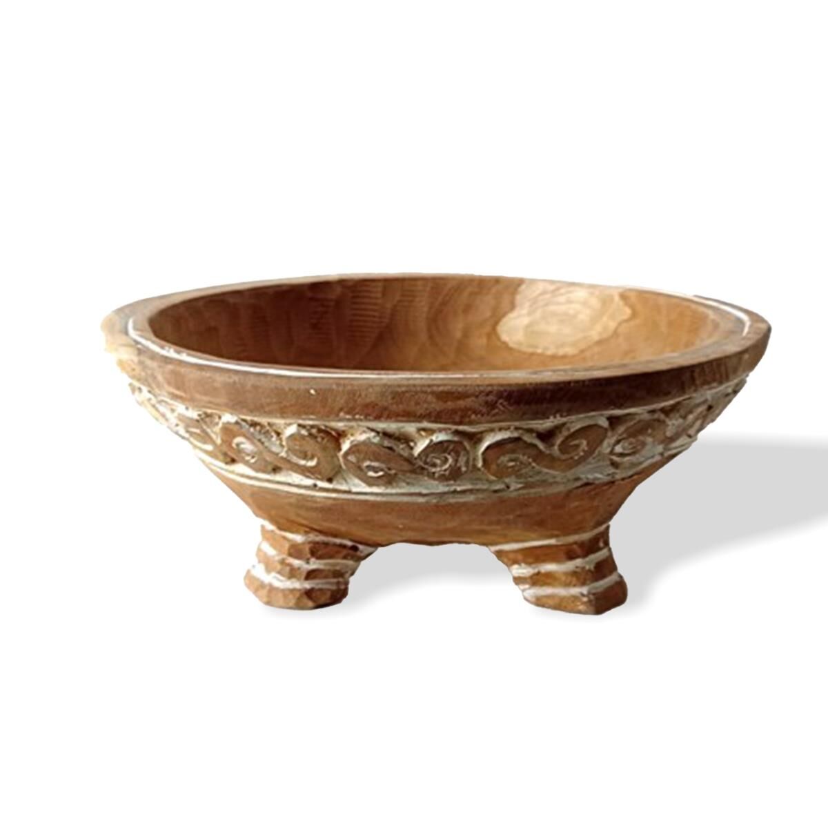 WO Dekoratif Teak Ahşap Desenli Kase