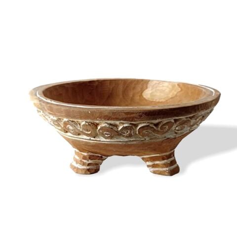 WO Dekoratif Teak Ahşap Desenli Kase