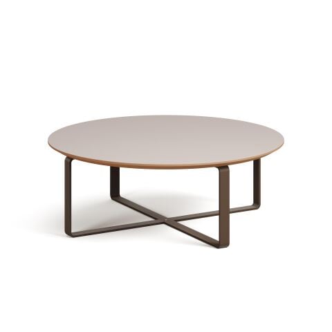 Cross Sehpa Granit Laminat Tabla Metalik Kahve Ayak