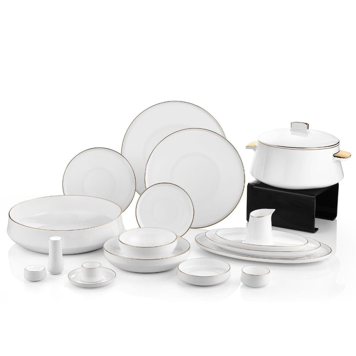 Sufi 12 Kişilik Yemek Takımı 132 Parça Altın