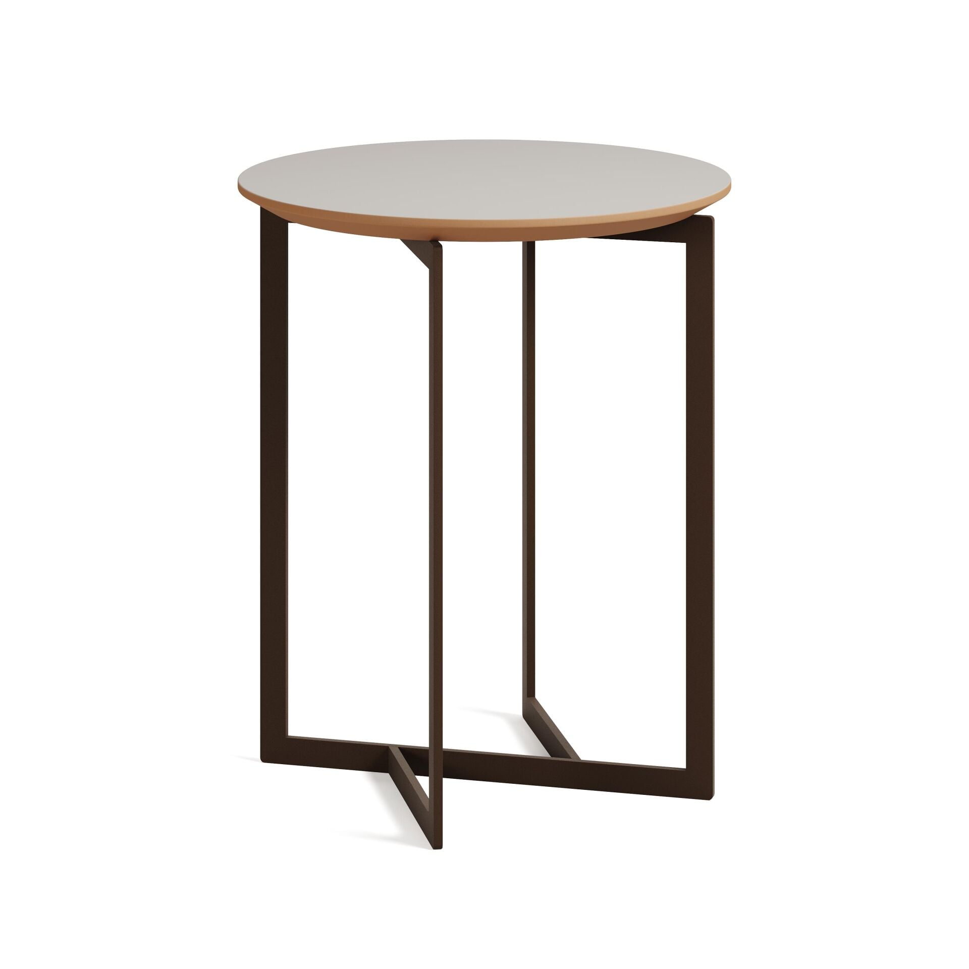 Terna Sehpa Luna Laminat Tabla Metalik Kahve Ayak 45x45x55 cm
