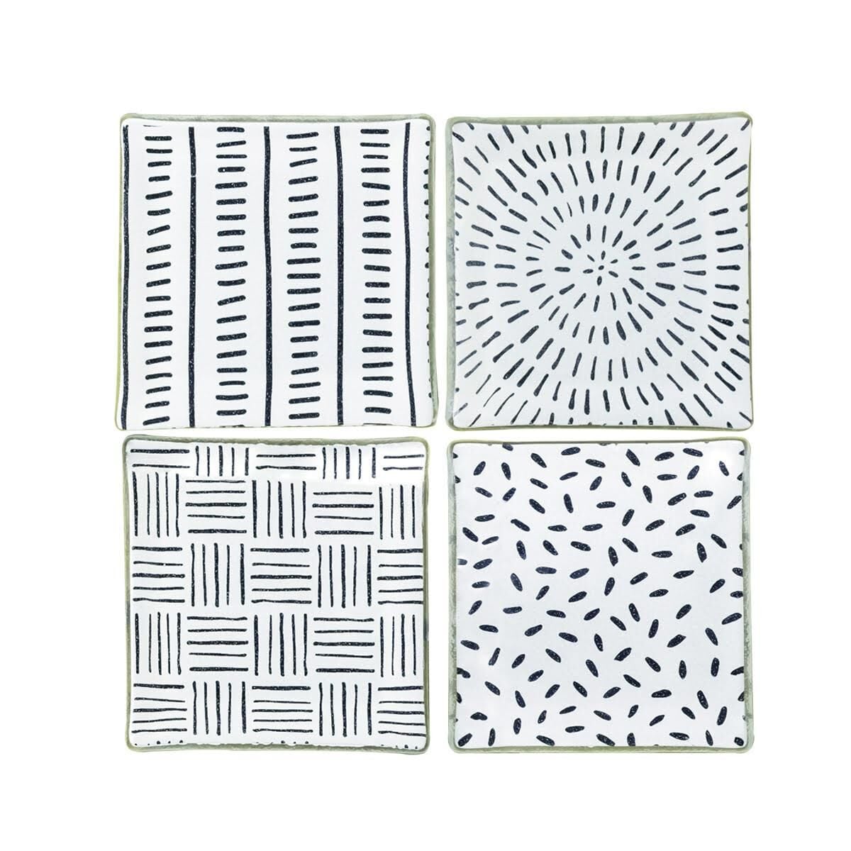 Tribal Desen Cam Bardak Altlığı 4'lü Set 10x10 Cm