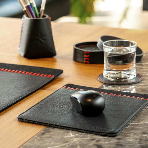 Min Mouse Pad 22x20 Cm Siyah Deri