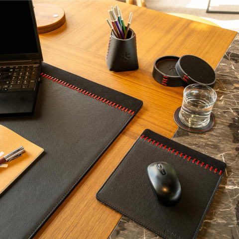 Min Mouse Pad 22x20 Cm Siyah Deri