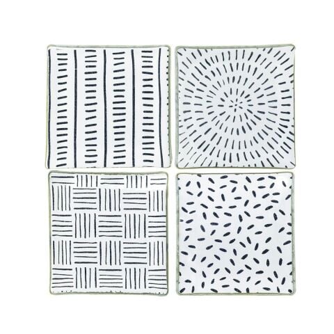 Tribal Desen Cam Bardak Altlığı 4'lü Set 10x10 Cm