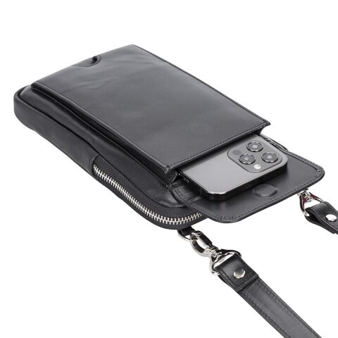 Nino Deri Çapraz Askılı Çanta Siyah