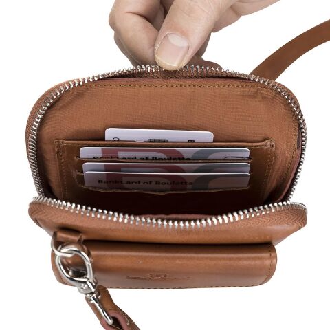 Nino Deri Çapraz Askılı Çanta Kahverengi