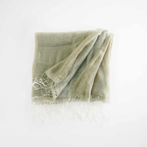 Tülü Şal İpek 80X200 Cm Açık Yeşil