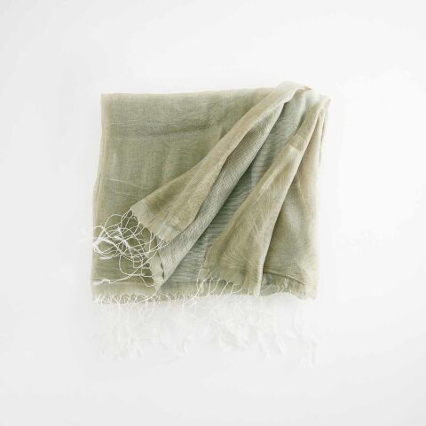 Tülü Şal İpek 80X200 Cm Açık Yeşil