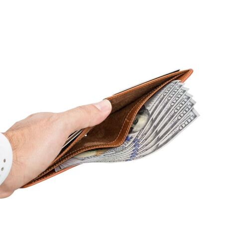 Pier El Yapımı Deri Erkek Cüzdanı Rustik Deri Kahverengi -TN11