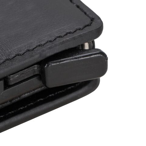 Palermo Zip Mekanik Deri Kartlık Siyah - Rustic Deri - RST1