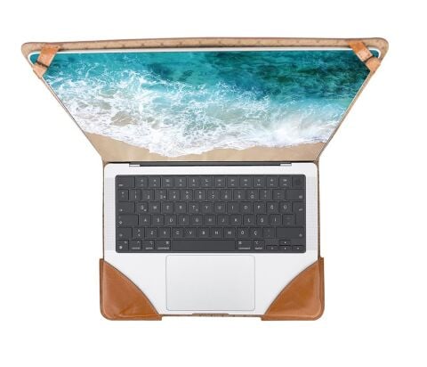 MacBook/Dizüstü Bilgisayarlar için Chester Deri Kılıf Taba