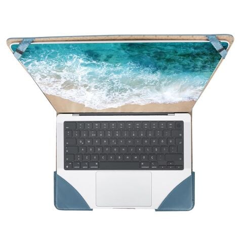 MacBook/Dizüstü Bilgisayarlar için Chester Deri Kılıf Mavi