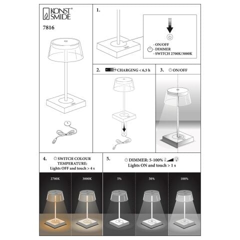 WO SCİLLA MASA LAMBASI USB BEYAZ