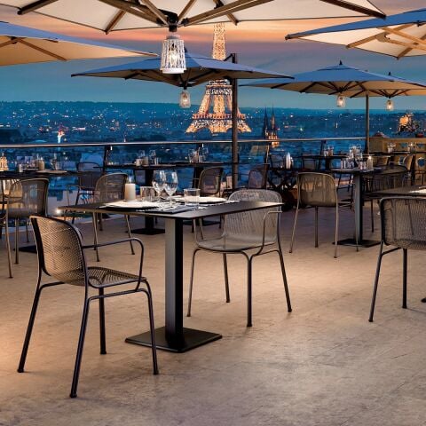 Villa 2 Koyu Gri Kolçaklı Metal Sandalye