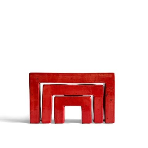 Pare Seramik 3'lü Mumluk Seti Kırmızı