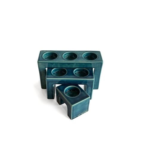 Pare Seramik 3'lü Mumluk Seti Yeşil