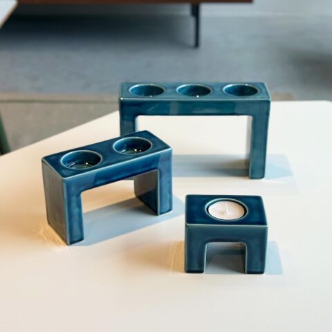 Pare Seramik 3'lü Mumluk Seti Yeşil