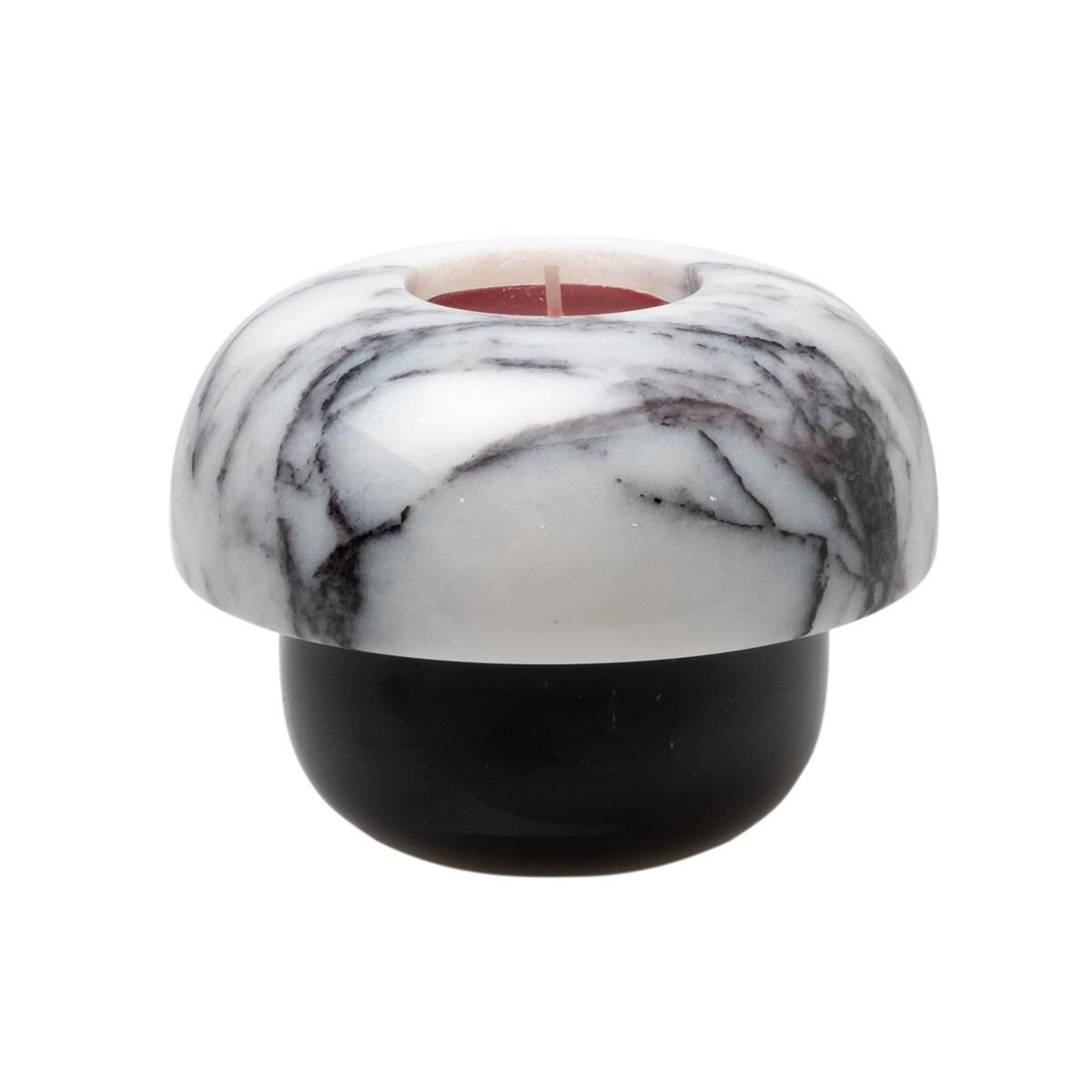 Bun Çift Taraflı Mermer Mumluk Siyah-Gri