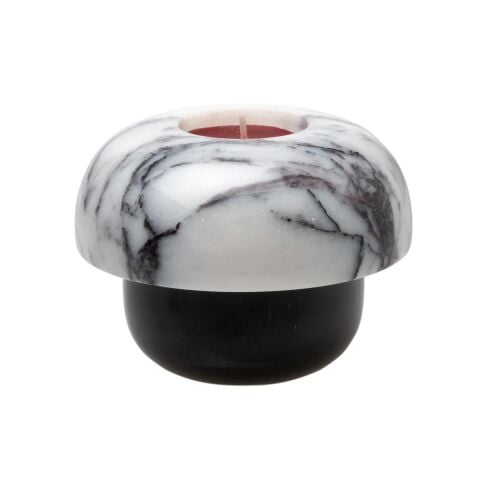 Bun Çift Taraflı Mermer Mumluk Siyah-Gri