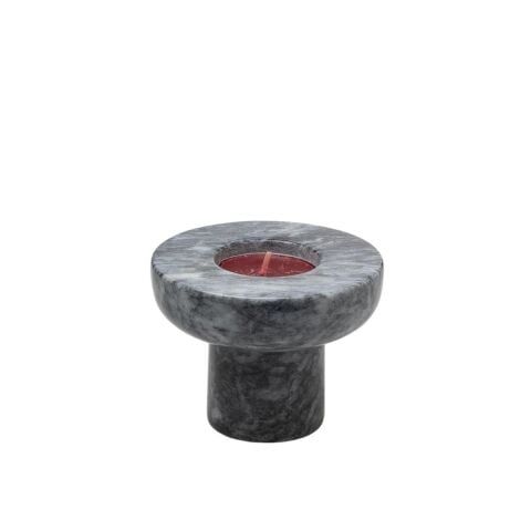 Dual Çift Taraflı Mermer Mumluk Gri