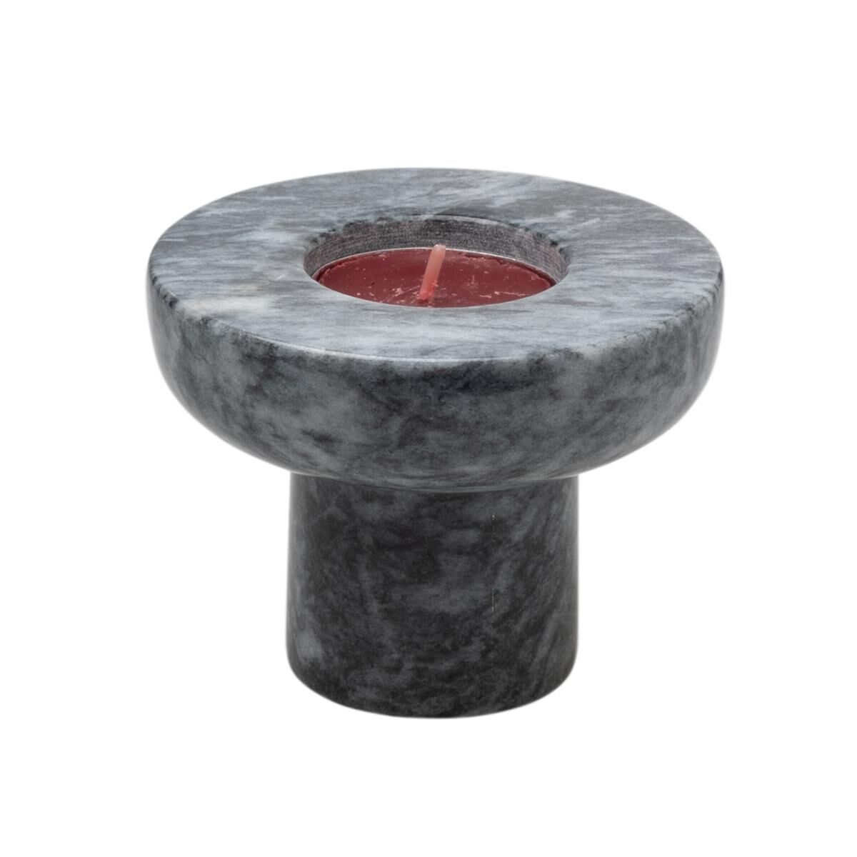 Dual Çift Taraflı Mermer Mumluk Gri