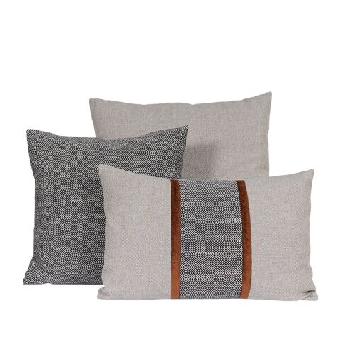 Yastık Gizli Dikişli 45x45 Siyah Beyaz Desenli