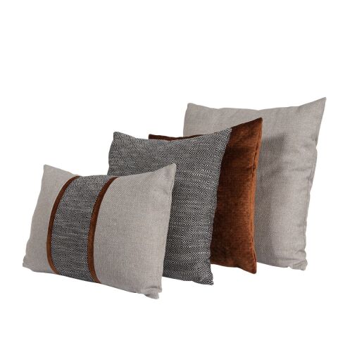 Yastık Gizli Dikişli 45x45 Siyah Beyaz Desenli