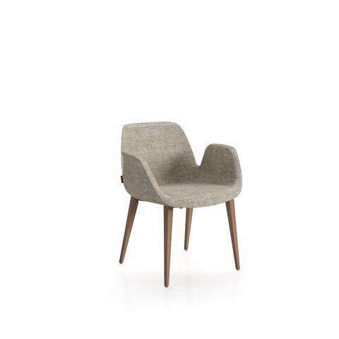 Halia Kısa Sırtlı Sandalye Smoked Meşe Ayak Armoni 405 Açık Kahve