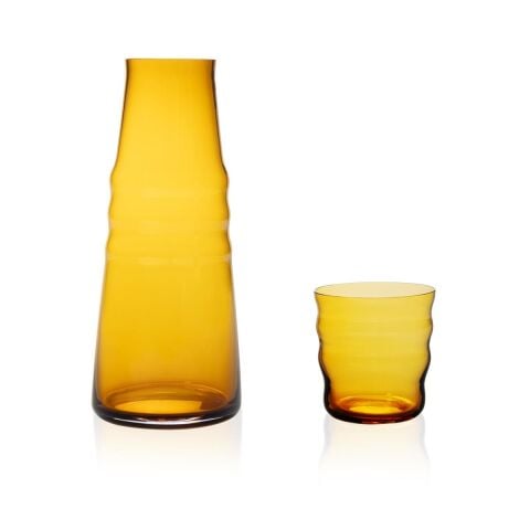 ZUMA Başucu Sürahi Bardaklı / El Yapımı, Amber