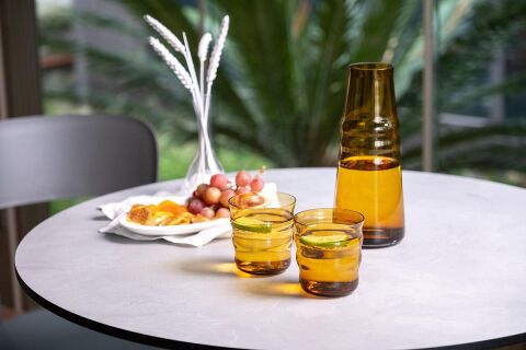 ZUMA Başucu Sürahi Bardaklı / El Yapımı, Amber